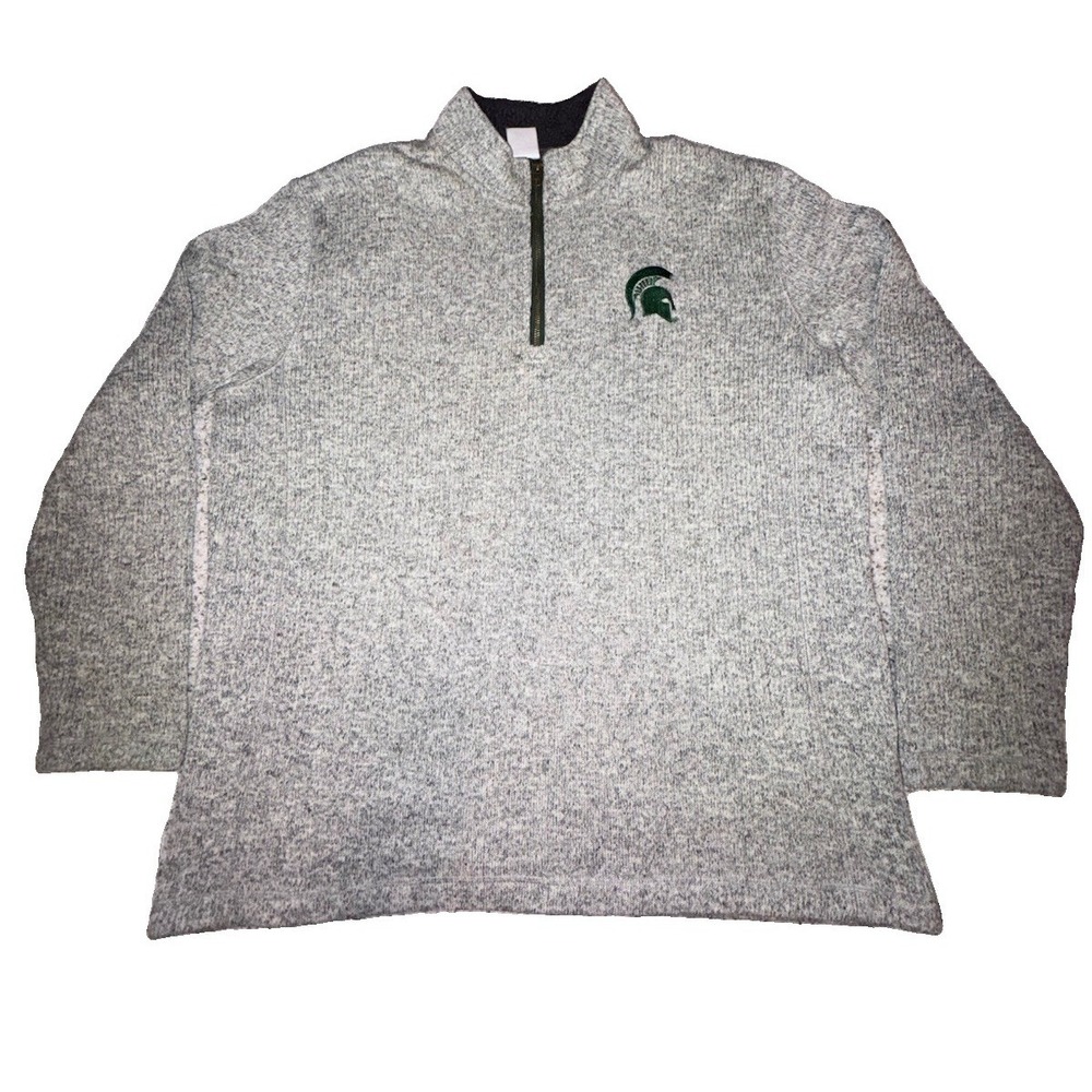 Michigan State Spartans Men's Size Gray Quarter Zip Fleece Pullover Shirt Large